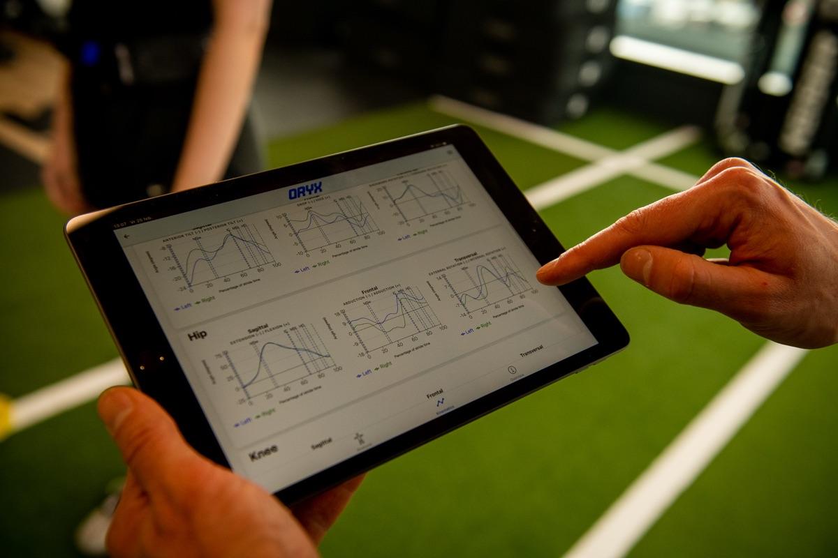 De analyse van ORYX GO op een tablet, tijdens een meting